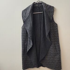Adrienne Vittadini Open Front Sweater Vest Cardigan - Women's Large Gray
